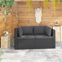 vidaXL 2-tlg. Garten-Sofagarnitur mit Auflagen Poly...