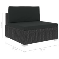 vidaXL 6-tlg. Garten-Lounge-Set mit Auflagen Poly Rattan Schwarz