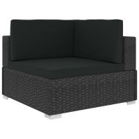 vidaXL 6-tlg. Garten-Lounge-Set mit Auflagen Poly Rattan Schwarz