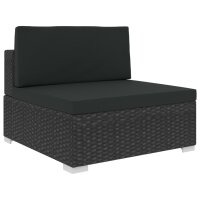 vidaXL 6-tlg. Garten-Lounge-Set mit Auflagen Poly Rattan Schwarz