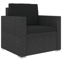 vidaXL 6-tlg. Garten-Lounge-Set mit Auflagen Poly Rattan Schwarz