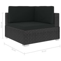 vidaXL 6-tlg. Garten-Lounge-Set mit Auflagen Poly Rattan Schwarz