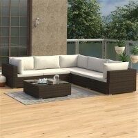 vidaXL 6-tlg. Garten-Lounge-Set mit Auflagen Poly Rattan...