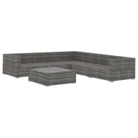 vidaXL 6-tlg. Garten-Lounge-Set mit Auflagen Poly Rattan Grau