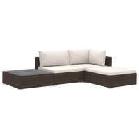 vidaXL 4-tlg. Garten-Lounge-Set mit Auflagen Poly Rattan...