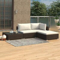 vidaXL 4-tlg. Garten-Lounge-Set mit Auflagen Poly Rattan...