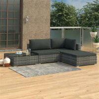 vidaXL 4-tlg. Garten-Lounge-Set mit Auflagen Poly Rattan...