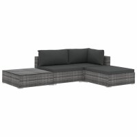 vidaXL 4-tlg. Garten-Lounge-Set mit Auflagen Poly Rattan...