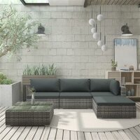 vidaXL 5-tlg. Garten-Lounge-Set mit Auflagen Poly Rattan...