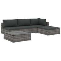 vidaXL 5-tlg. Garten-Lounge-Set mit Auflagen Poly Rattan...