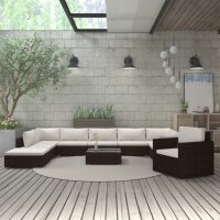 vidaXL 11-tlg. Garten-Lounge-Set mit Auflagen Poly Rattan...