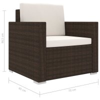 vidaXL 11-tlg. Garten-Lounge-Set mit Auflagen Poly Rattan Braun