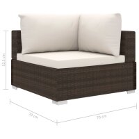 vidaXL 11-tlg. Garten-Lounge-Set mit Auflagen Poly Rattan Braun