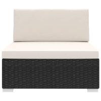 vidaXL Modular-Sofa-Mittelteil 1 Stk. + Auflagen Poly Rattan Schwarz