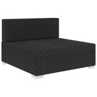 vidaXL Modular-Sofa-Mittelteil 1 Stk. + Auflagen Poly Rattan Schwarz