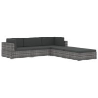 vidaXL Modular-Sofa-Eckteil 1 Stk. + Auflagen Poly Rattan Grau