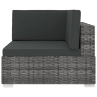 vidaXL Modular-Sofa-Eckteil 1 Stk. + Auflagen Poly Rattan Grau