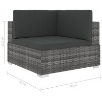 vidaXL Modular-Sofa-Eckteil 1 Stk. + Auflagen Poly Rattan Grau