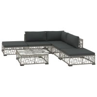 vidaXL 6-tlg. Garten-Lounge-Set mit Auflagen Poly Rattan...