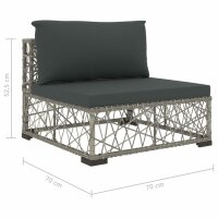 vidaXL 8-tlg. Garten-Lounge-Set mit Auflagen Poly Rattan Grau