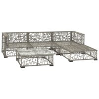 vidaXL 5-tlg. Garten-Lounge-Set mit Auflagen Poly Rattan Grau