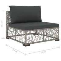 vidaXL 10-tlg. Garten-Lounge-Set mit Auflagen Poly Rattan Grau