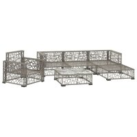 vidaXL 6-tlg. Garten-Lounge-Set mit Auflagen Poly Rattan Grau