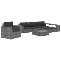 vidaXL 8-tlg. Garten-Lounge-Set mit Auflagen Poly Rattan Grau