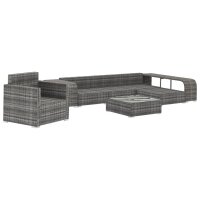 vidaXL 8-tlg. Garten-Lounge-Set mit Auflagen Poly Rattan Grau