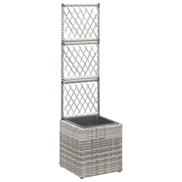 vidaXL Hochbeet mit Rankgitter 1 Topf 30x30x107 cm Poly Rattan Grau