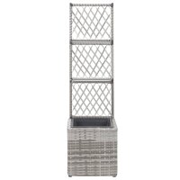 vidaXL Hochbeet mit Rankgitter 1 Topf 30x30x107 cm Poly Rattan Grau