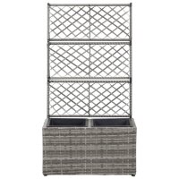 vidaXL Hochbeet mit Rankgitter 2 T&ouml;pfe 58&times;30&times;107cm Poly Rattan Grau