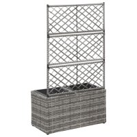 vidaXL Hochbeet mit Rankgitter 2 T&ouml;pfe 58&times;30&times;107cm Poly Rattan Grau