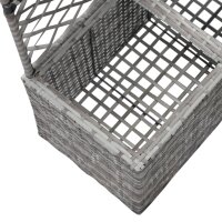 vidaXL Hochbeet mit Rankgitter 2 T&ouml;pfe 58&times;30&times;107cm Poly Rattan Grau