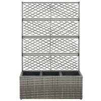 vidaXL Hochbeet mit Rankgitter 3 T&ouml;pfe 83&times;30&times;130cm Poly Rattan Grau