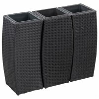 vidaXL Garten-Hochbeete 3-tlg. Poly Rattan Schwarz