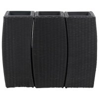 vidaXL Garten-Hochbeete 3-tlg. Poly Rattan Schwarz