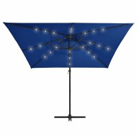 vidaXL Ampelschirm mit LED-Leuchten und Stahlmast 250x250cm Azurblau