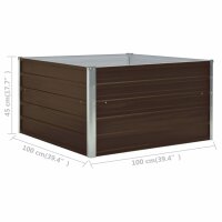 vidaXL Hochbeet 100 x 100 x 45 cm Verzinkter Stahl Braun