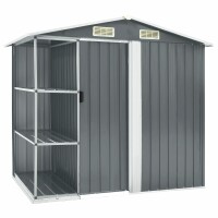 vidaXL Gartenhaus mit Regal Grau 205x130x183 cm Eisen