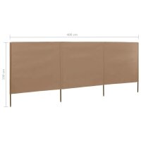 vidaXL 3-teiliges Windschutzgewebe 400 x 160 cm Taupe