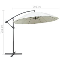 vidaXL Ampelschirm Weiß 3 m Aluminium-Mast