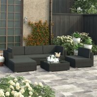 vidaXL 6-tlg. Garten-Lounge-Set mit Auflagen Poly Rattan...