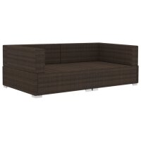 vidaXL Ecksofas 2 Stk. mit Auflagen Poly Rattan Braun