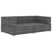 vidaXL Ecksofas 2 Stk. mit Auflagen Poly Rattan Grau