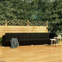 vidaXL 4-tlg. Garten-Sofagarnitur mit Auflagen Poly Rattan Schwarz