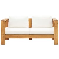 vidaXL Gartensofa mit Kissen 140 cm Akazien Massivholz Cremeweiß