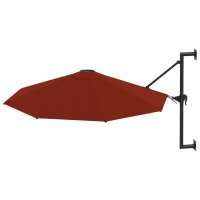 vidaXL Sonnenschirm Wandmontage mit Metallmast 300 cm Terracotta-Rot