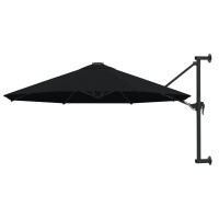 vidaXL Sonnenschirm Wandmontage mit Metallmast 300 cm Schwarz