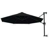 vidaXL Sonnenschirm Wandmontage mit Metallmast 300 cm Schwarz